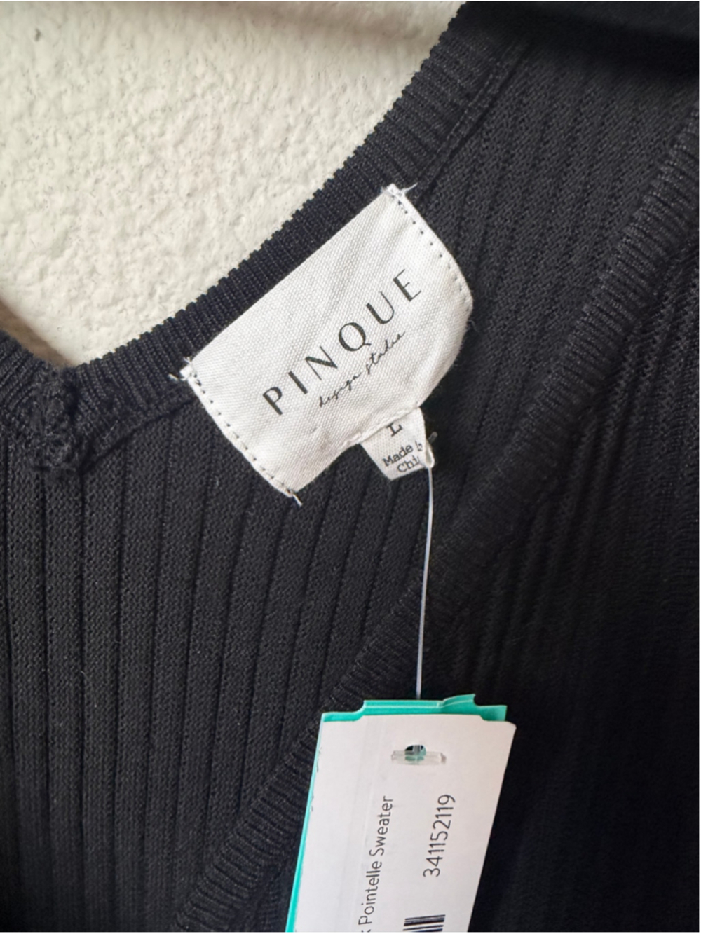Women's PINQUE V-Neck Sweater Size L Black - Picture 3 of 3